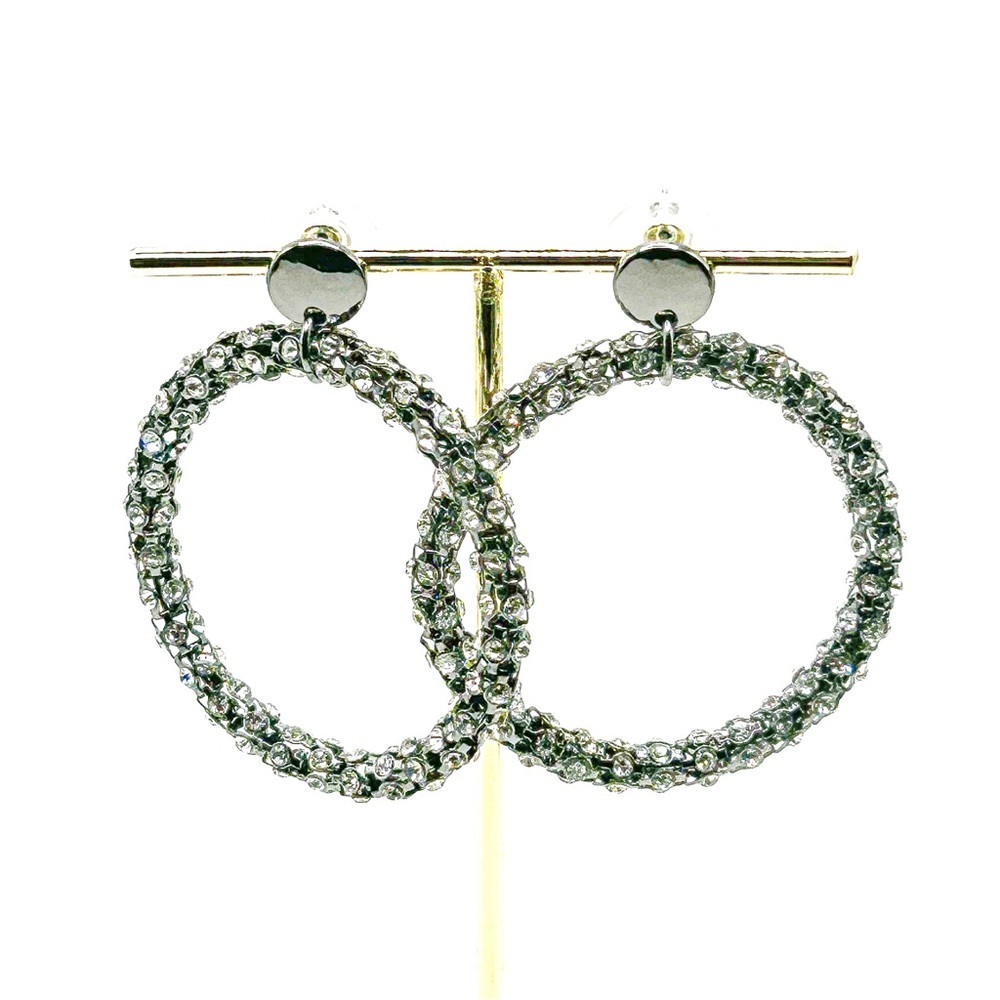 NWOT Beautiful, large gunmetal hoop earrings